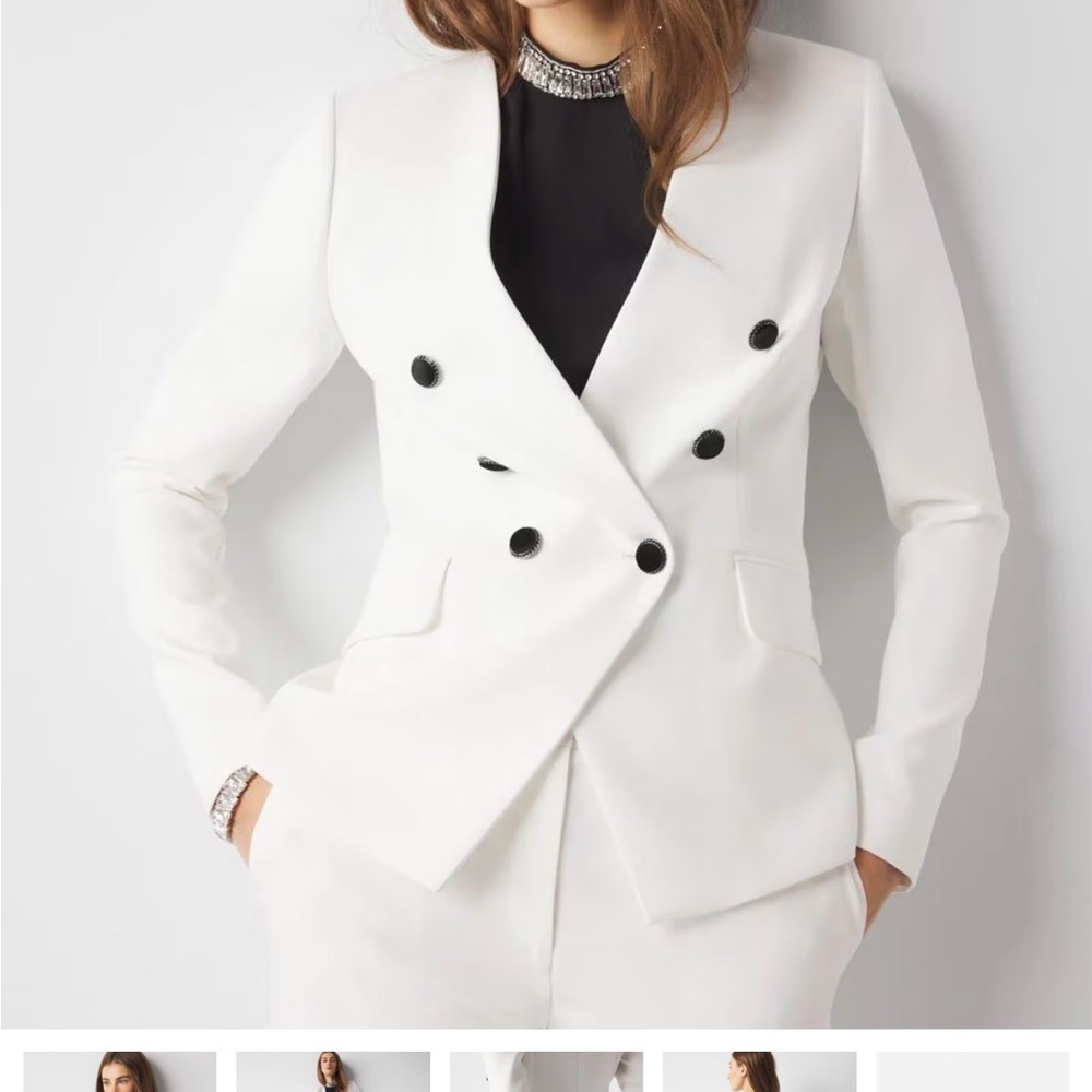 White House Black Market White Double-Breasted Blazer